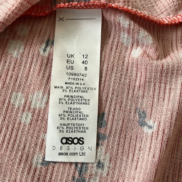 Asos Maternity Wrap Front Midi Dress Red Floral Size 8 - Picture 7 of 8